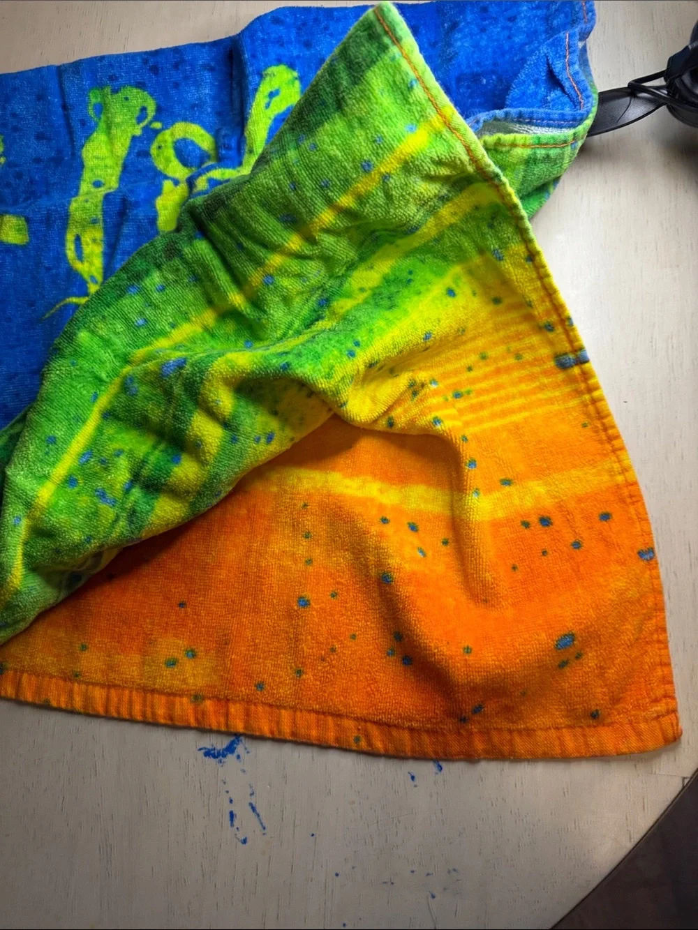 Salt Life Blue and Green Beach Towel with Yellow Script